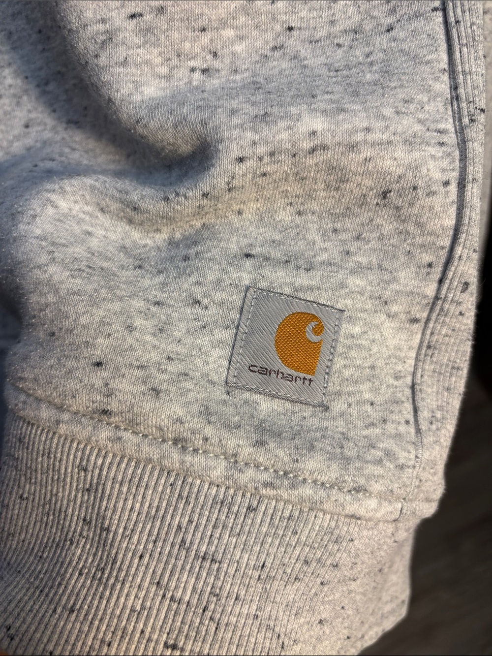 Carhartt Heather Gray Crewneck Sweatshirt with textured Sleeve Logo - Picture 5 of 11